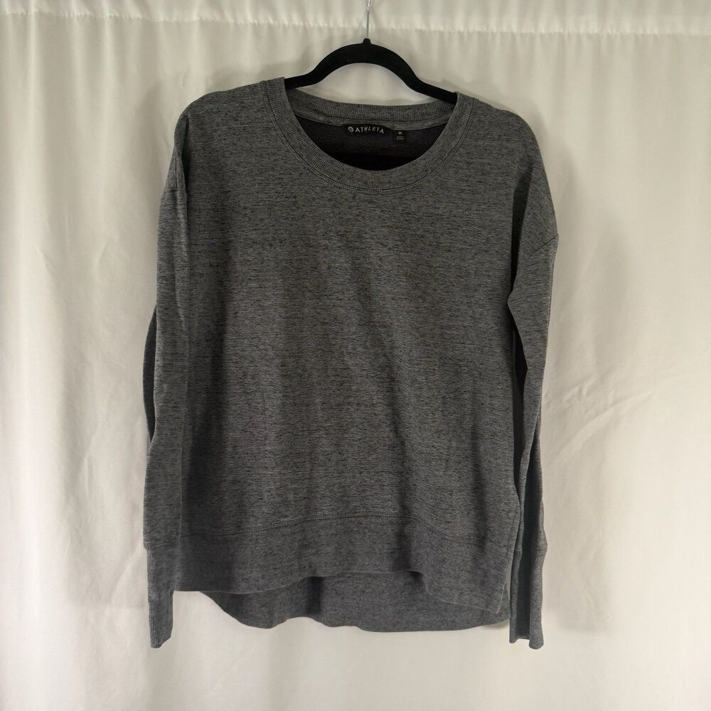 Athleta Sweater Women's Medium Heathered Grey Modal Blend Crew Neck Pullover